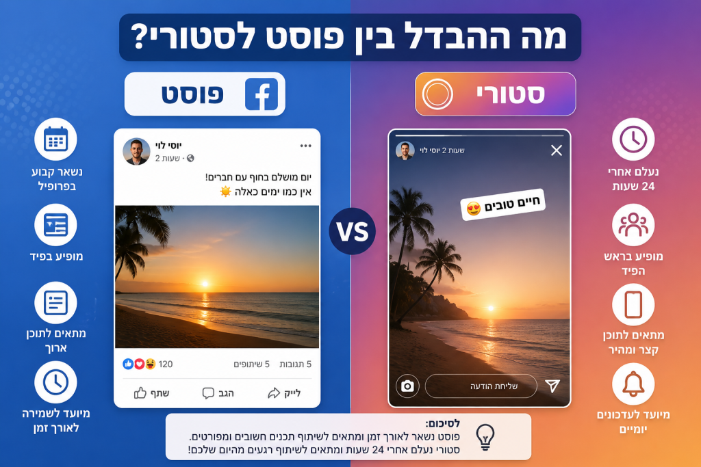 מה ההבדל בין פוסט לסטורי